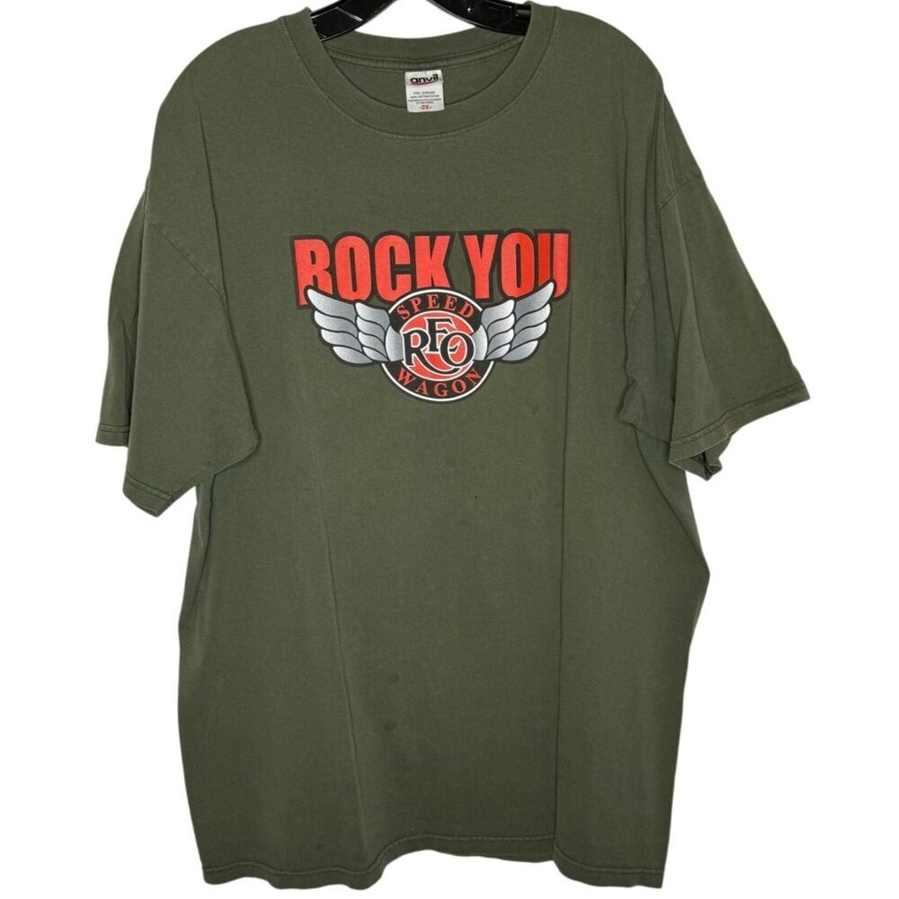 REO Speedwagon 2004 Tour Rock You Graphic T-Shirt 2X Anvil Pre-Shrunk Cotton VTG